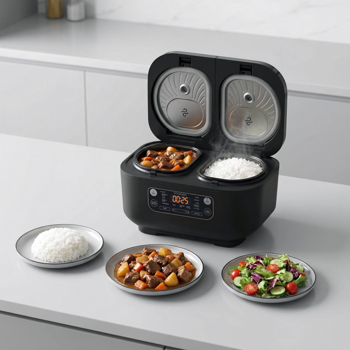 MultiMeal Multicooker Dual-Bowl Fitcooker, Slowcooker, Zwart